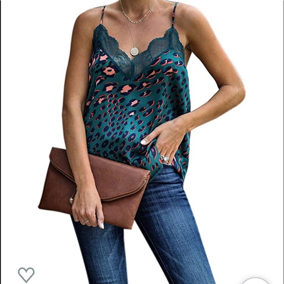 blooming jelly Tops - Teal leopard cami blouse NWT Size: Med